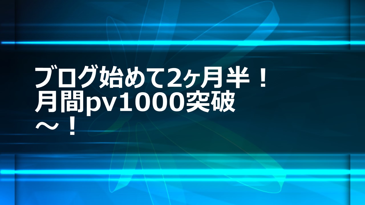 ブログ始めて2ヶ月半 月間pv1000突破 暇をえんじょいするブログ